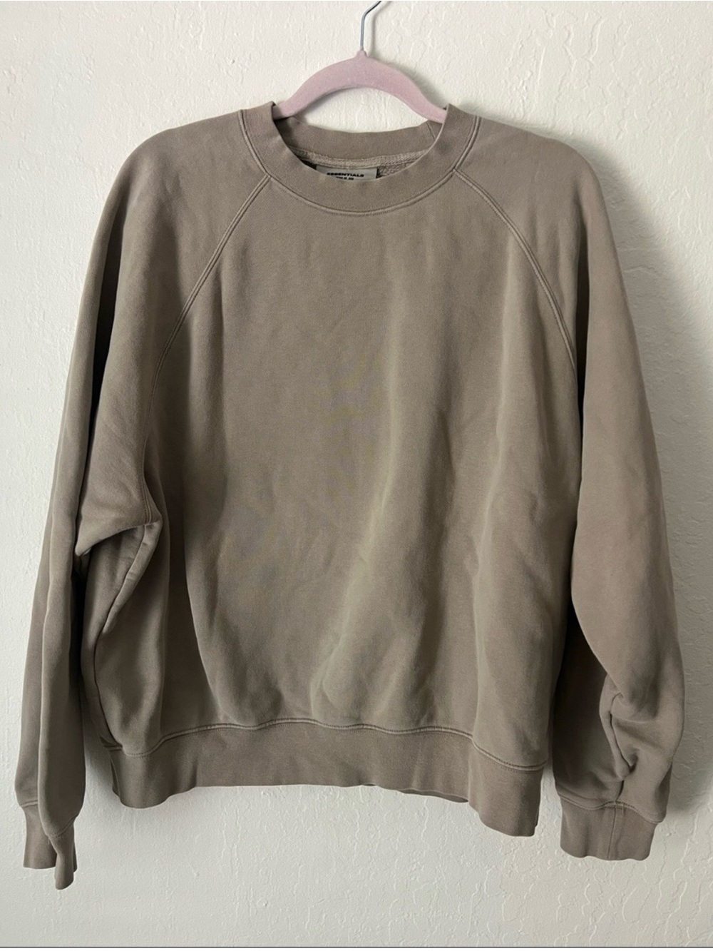 Essentials Taupe Crewneck Oversized Sweatshirt. Size Small.
